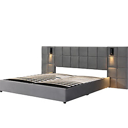 Acheter Lit Coffre 180x200 cm - Modenvie - USB et liseuse réglable - Velours gris