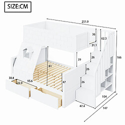 Avis Lit Superposé Modenvie 90x200 140x200 rangement escalier blanc