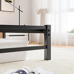 Lit Double 140x200 cm Modenvie LED USB rangement Noir et marron sans matelas pas cher