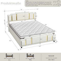 Acheter STILVORA Lit capitonné 160/200 cm beige en velours avec tiroirs et bande LED