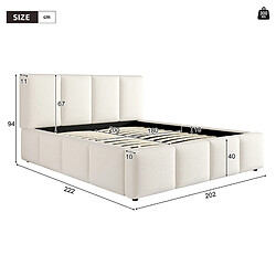 Acheter STILVORA Lit rembourré 180/200 cm beige en bouclé avec tête de lit capitonnée