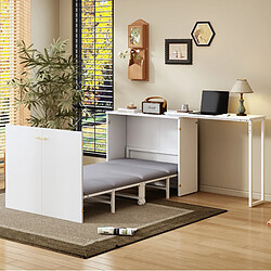 Acheter STILVORA Lit escamotable 90/200 cm blanc en métal et bois avec bureau pivotant