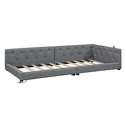 Acheter Lit Banquette 90x200 cm Modenvie LED USB Type-C sans matelas Lin Gris