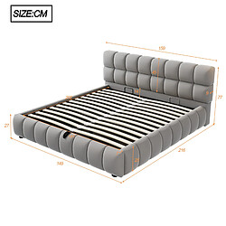 Acheter STILVORA Lit capitonné 140/200 cm gris en velours avec coffre hydraulique