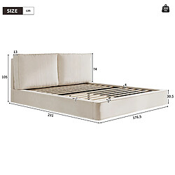 Acheter STILVORA Lit double 160/200 cm beige en chenille avec tête de lit rembourrée