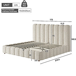 Acheter STILVORA Lit rembourré 160/200 cm blanc en bouclé avec rangement hydraulique