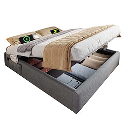 Lit Coffre 160x200 cm - Modenvie - USB C et rangement - Gris pas cher