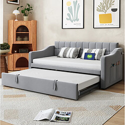 Acheter STILVORA Lit rembourré 90/190 cm gris clair en velours extensible