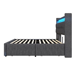 Acheter Lit Coffre 160x200 cm - Modenvie - LED et USB - Lin Gris