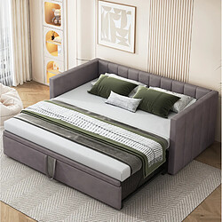 Avis STILVORA Canapé-lit 200/90 cm gris en tissu rembourré avec lit extensible