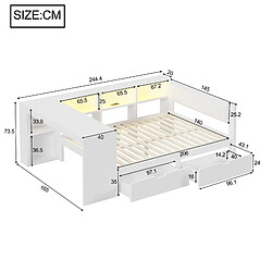 Avis Lit Double 140x200 cm Modenvie rangement LED Blanc