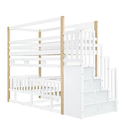 Acheter Lit superposé enfant Modenvie 90x200 cm, bureau rabattable, rangement