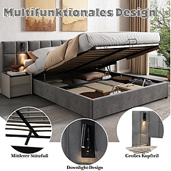 Lit Coffre 180x200 cm - Modenvie - USB et liseuse réglable - Velours gris pas cher