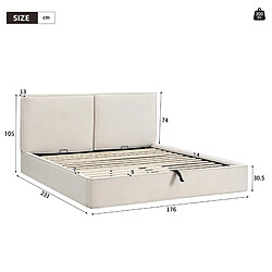Acheter STILVORA Lit coffre 160/200 cm beige en Chenille avec tête de lit capitonnée