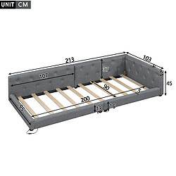 Avis Lit Banquette 90x200 cm Modenvie LED USB Type-C sans matelas Lin Gris
