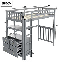 Avis Lit Mezzanine Enfant 90x200 cm Modenvie rangement escalier securise Gris