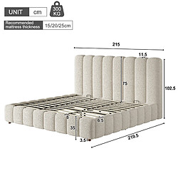 Acheter STILVORA Lit rembourré 200/200 cm blanc en bouclé avec grand coffre hydraulique