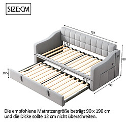 STILVORA Lit rembourré 90/190 cm gris clair en velours extensible pas cher