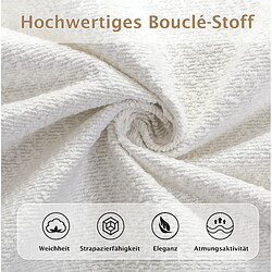 STILVORA Lit rembourré 180/200 cm beige en bouclé avec tête de lit capitonnée pas cher