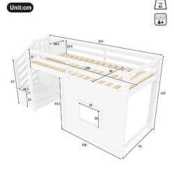 Avis Lit Mezzanine 90x200 cm Modenvie rangement LED Blanc