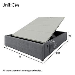 Avis Lit Coffre 160x200 cm - Modenvie - USB C et rangement - Gris