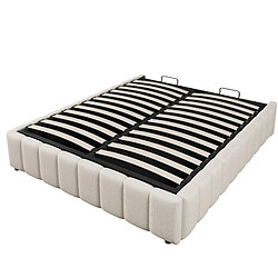 Acheter Lit Coffre 140x200 cm - Modenvie - rangement hydraulique sans tête de lit - Beige