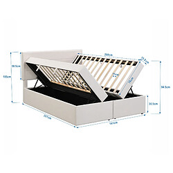 MIVRAY Lit coffre double 140x200 cm, grand espace de rangement, bois et MDF, beige pas cher