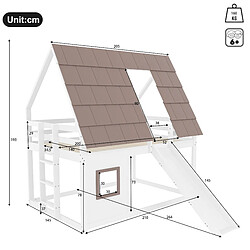 MIVRAY Lit superposé 140x200 cm, lit cabane, MDF pin, Marron et blanc pas cher