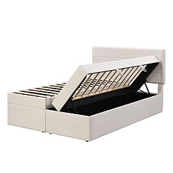 Acheter MIVRAY Lit coffre double 140x200 cm, grand espace de rangement, bois et MDF, beige