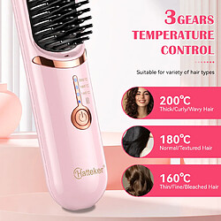 Acheter Brosse Chauffante Rechargeable Hatteker, 3 Réglages Ionique, 160–200 °C, USB Rose