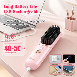 Avis Brosse Chauffante Rechargeable Hatteker, 3 Réglages Ionique, 160–200 °C, USB Rose