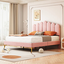 Acheter MIVRAY Lit double adulte 140x200 cm, tête de lit réglable, velours rose