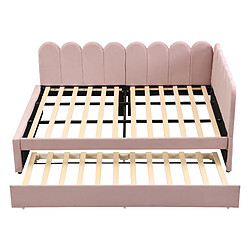 Acheter MIVRAY Lit adulte 140x200 cm, lit gigogne avec sommier, velours rose