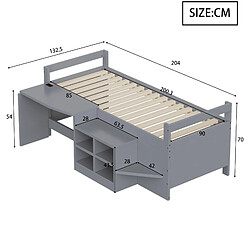 Avis Lit Enfant 90x200 cm - Modenvie - rangement avec bureau et USB - Gris