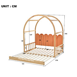 Avis Lit Enfant Extensible Modenvie 140x200 cm avec matelas - Bois - Naturel et Orange