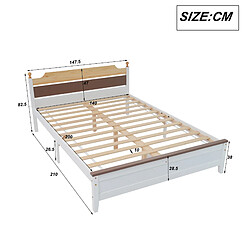 Avis Lit Double 140x200 cm Modenvie structure stable en bois et sommier Blanc