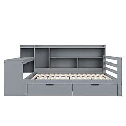 Acheter Lit Double 140x200 cm Modenvie avec bureau et rangement USB gris