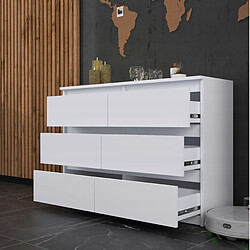 Acheter Stiv-Meubles Commode 6 tiroirs - style contemporain - BLANC MAT - 100?cm -chifonnier meuble de salon TV