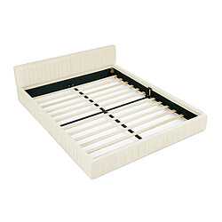 Acheter Lit Double 160x200 cm - Modenvie - structure bois et métal - Chenille Beige