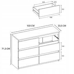 Avis Stiv-Meubles Commode 6 tiroirs - style contemporain - BLANC MAT - 100?cm -chifonnier meuble de salon TV