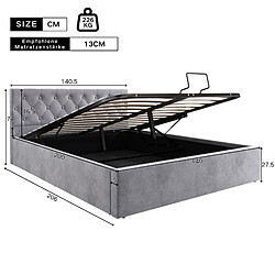 Avis Lit Coffre 140x200 cm - Modenvie - rangement hydraulique - Velours gris