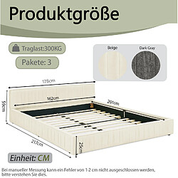 Avis Lit Double 160x200 cm - Modenvie - structure bois et métal - Chenille Beige