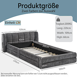 Avis Lit Simple 90x200 cm - Modenvie - structure renforcée - chenille gris foncé
