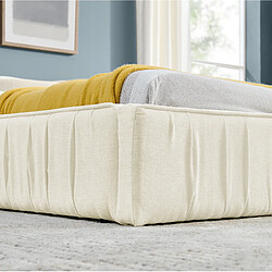 Lit Double 160x200 cm - Modenvie - structure bois et métal - Chenille Beige pas cher