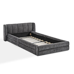 Acheter Lit Simple 90x200 cm - Modenvie - structure renforcée - chenille gris foncé
