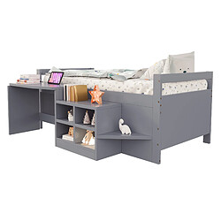 Lit Enfant 90x200 cm - Modenvie - rangement avec bureau et USB - Gris pas cher