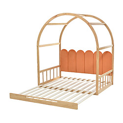 Acheter Lit Enfant Extensible Modenvie 140x200 cm avec matelas - Bois - Naturel et Orange