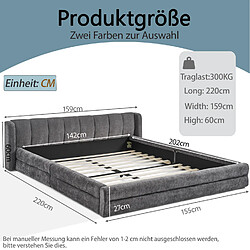 Avis Lit Double 140x200 cm - Modenvie - structure renforcée sans matelas - Gris foncé