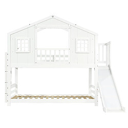 Acheter Lit Enfant Surélevé 90x200 cm - Modenvie - avec toboggan et barrières - Blanc