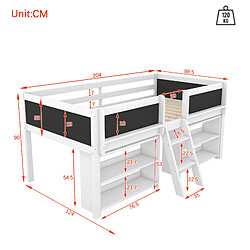 Avis Lit Enfant Mi-Hauteur 90x200 cm - Modenvie - rangement avec échelle - Blanc
